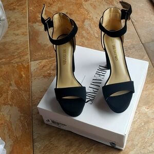 DreamPairs Black Nubuck Platform Sandal - Size 7.5 NEW